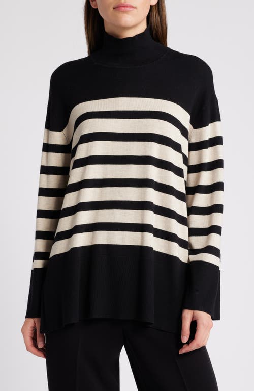 Shop Masai Copenhagen Fasoni Stripe Mock Neck Sweater In Black/jet