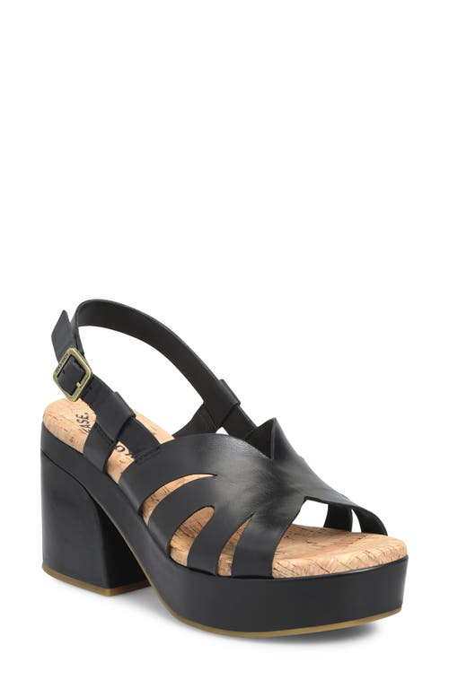 Kork-Ease Paschal Slingback Platform Sandal in Black Leather