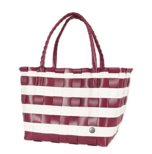 Shop Handed By Paris Spirit Recycled Tote Bags In Burgundy/white