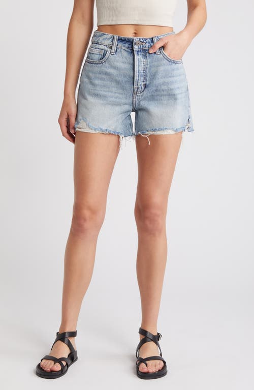 HIDDEN JEANS Raw Hem Side Slit Denim Shorts Light Wash at Nordstrom,