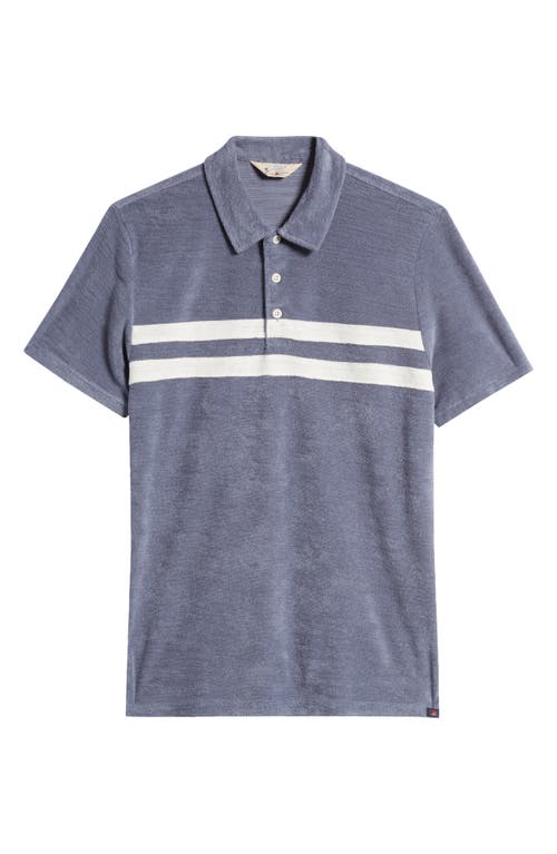 Cabana Surf Stripe Terry Cloth Polo in Stormy Sky