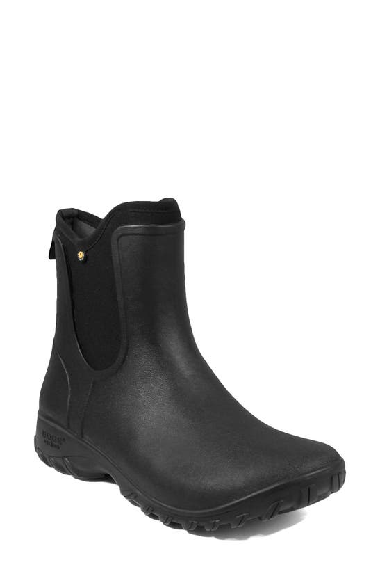 Bogs Sauvie Waterproof Chelsea Boot In Black Rubber