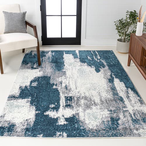 Jonathan Y Zoe Contemporary Bohemian Abstract Marble Area Rug In Blue/white