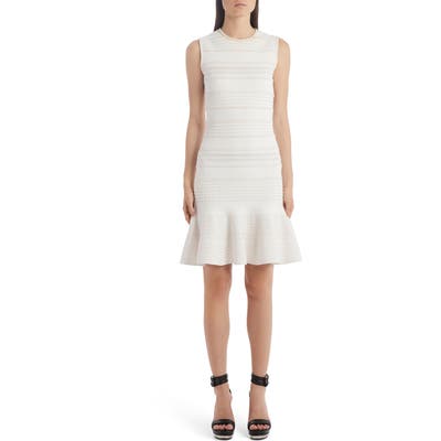 Alexander Mcqueen Flutter Hem Jacquard Sweater Dress, Ivory