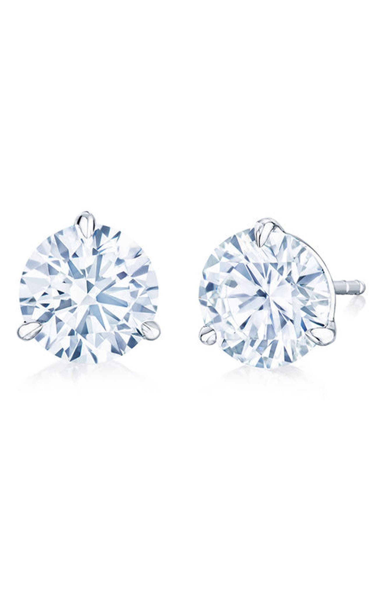 Kwiat Round Brilliant Cut Diamond & Platinum Stud Earrings - 5.00ct. in White 