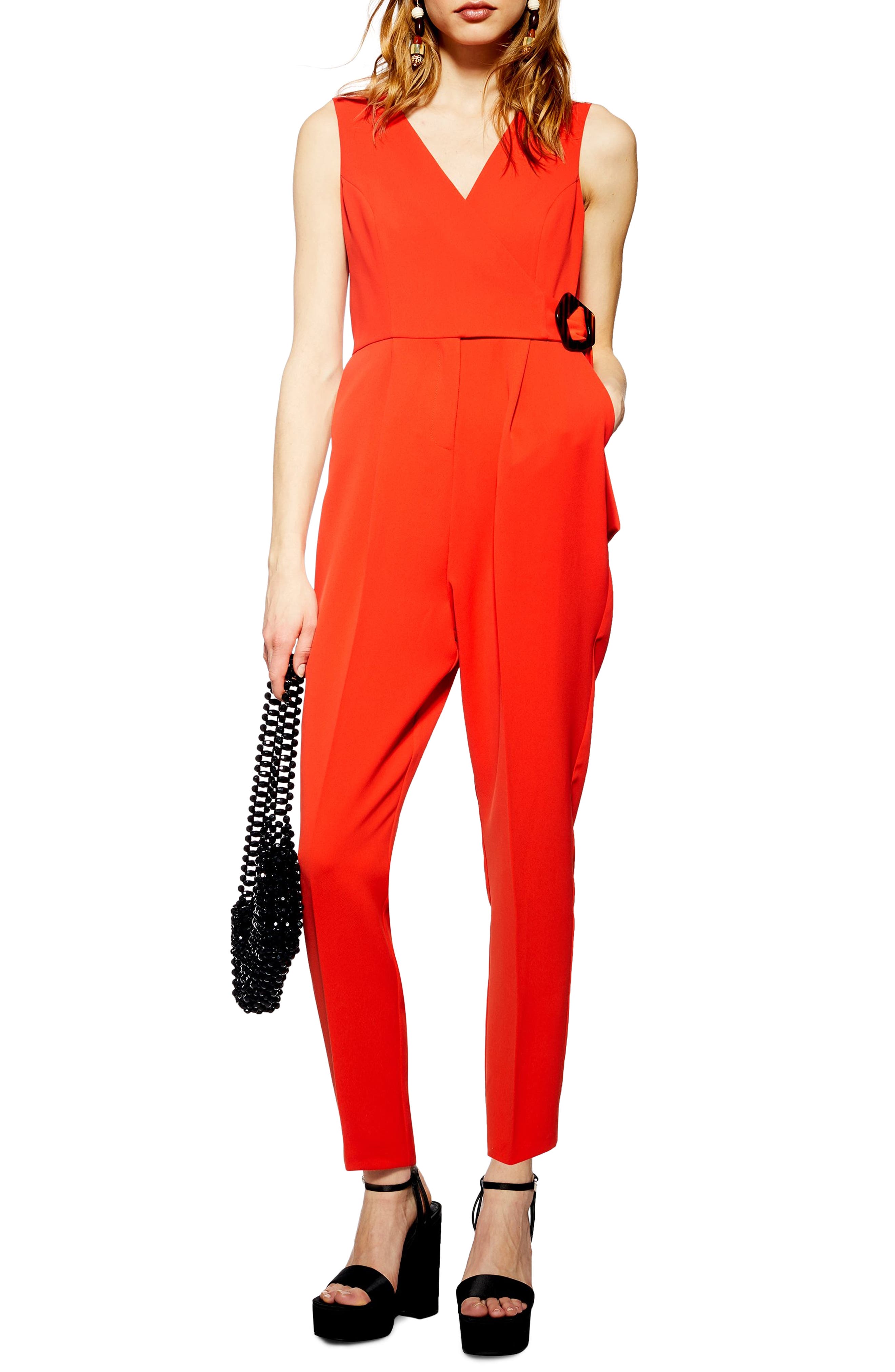 high waist buckle jumpsuit