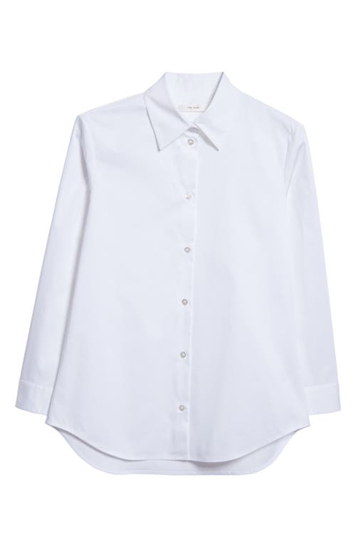 The Row Petra Stretch Cotton Button-Up Shirt White at Nordstrom,