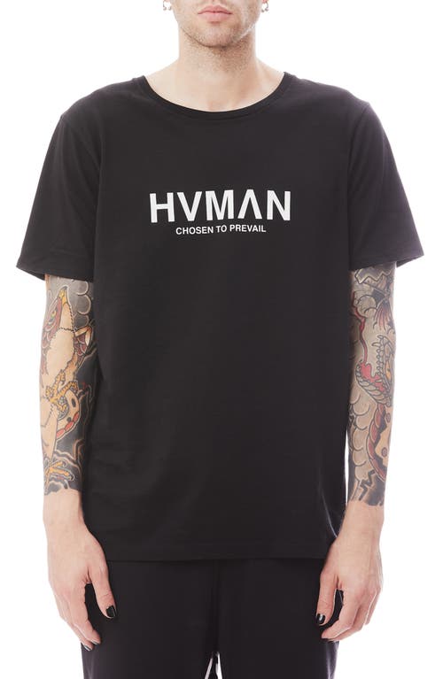 HVMAN Regular Fit Basic Logo Crewneck Cotton T-Shirt in Black