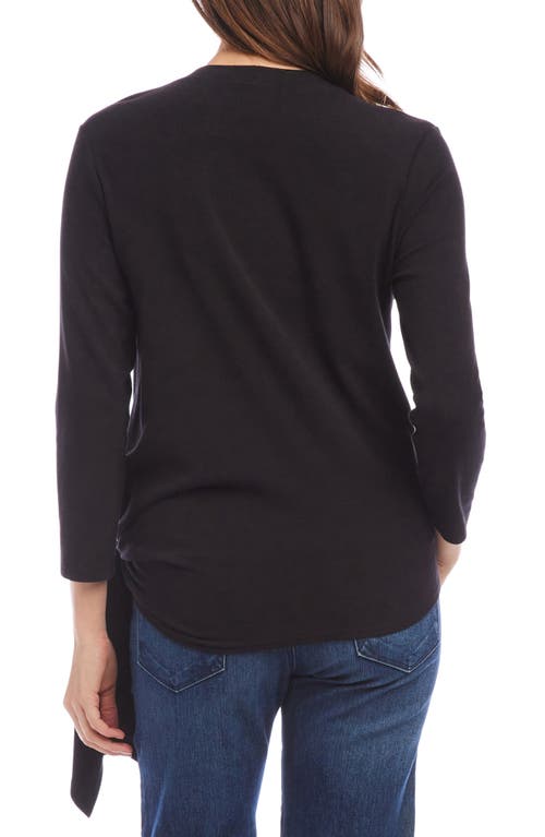 Shop Karen Kane Hemp & Organic Cotton Blend Side Tie Top In Black