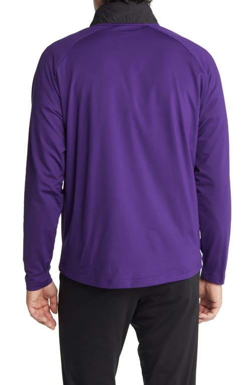 Shop Cutter & Buck Adapt Quarter Zip Wind Resistant Knit Pullover In College Purple/black