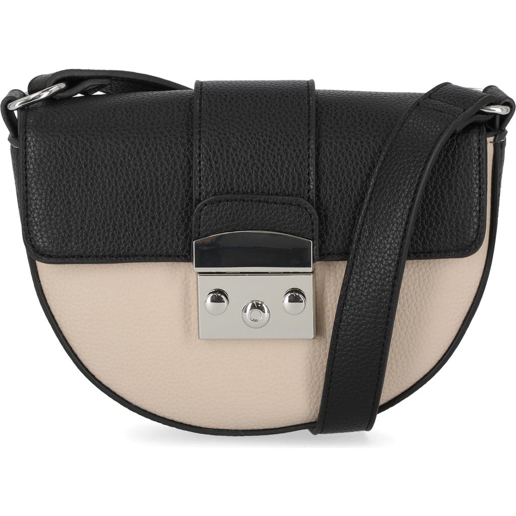Shop Tahari Roma Faux Leather Shoulder Bag In Taupe/black