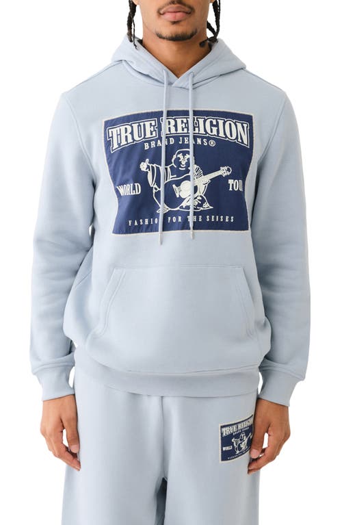 Shop True Religion Brand Jeans Ladder Stitch Appliqué Hoodie In Sky Blue