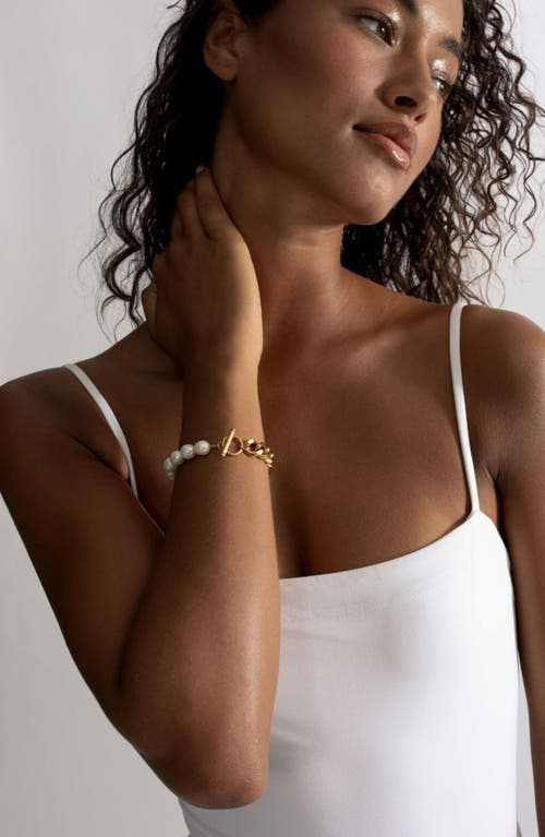 Shop St. Moran Freshwater Pearl & Curb Chain Bracelet In White