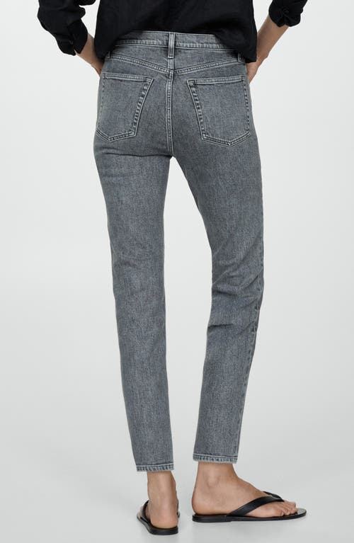 Mango Claudia Waxed Crop Slim Fit Jeans In Open Grey