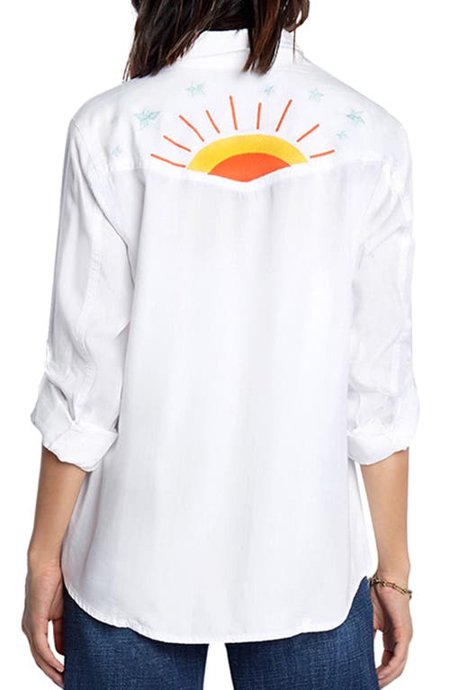Billy T Hello Sunshine Embroidered Button-up Shirt In White