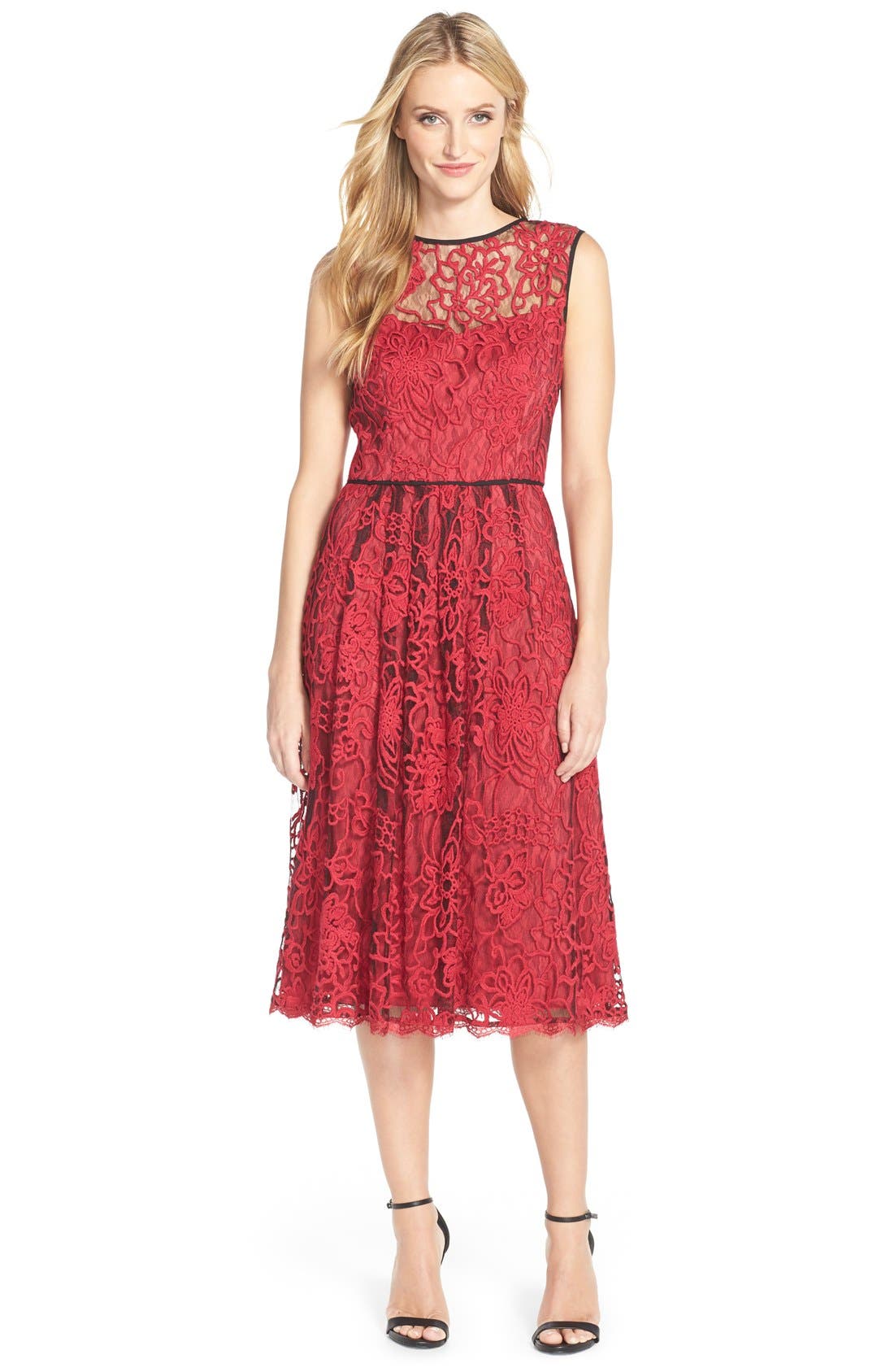 Adrianna Papell Embroidered Lace Midi Dress Nordstrom