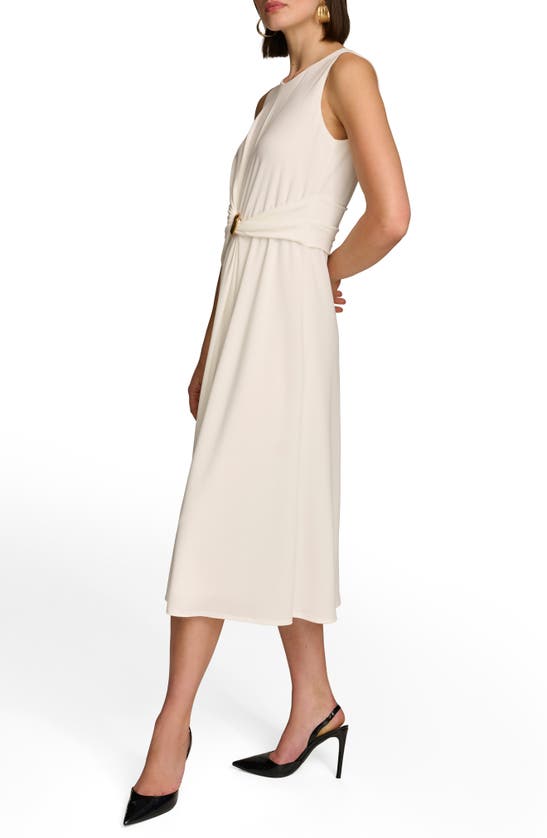 Shop Dkny Donna Karan New York Poly Twisted Sleeveless Dress In Cream