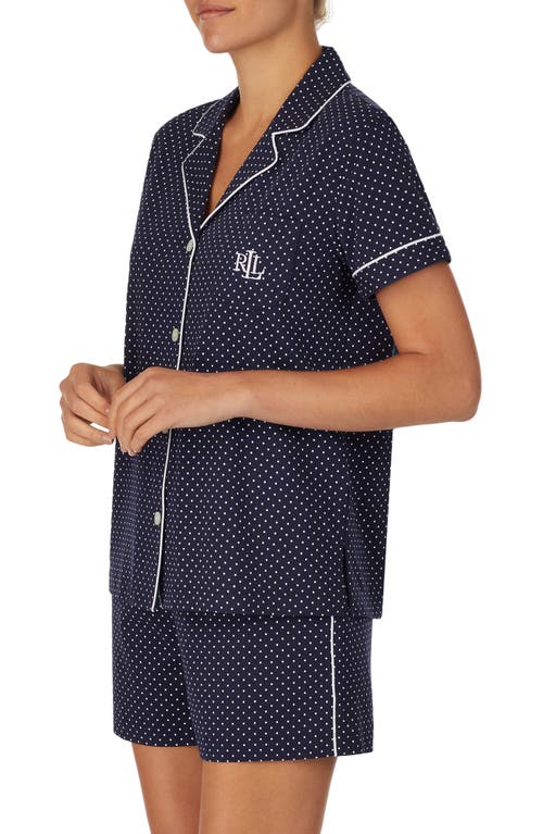 Shop Lauren Ralph Lauren Print Short Pajamas In Blue/white Dots