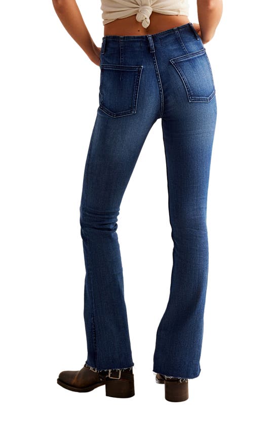Shop Free People Level Up Side Slit Bootcut Jeans In Night Sky