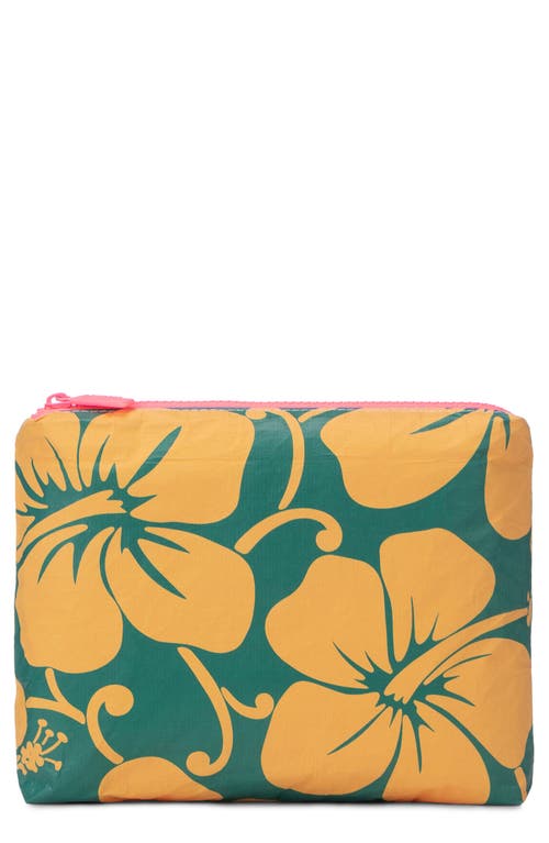 Aloha Collection Small Hana Hou Water Resistant Tyvek® Zip Pouch In Green