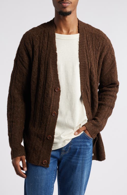 Shop Bp. Oversize Cable Stitch Cardigan In Brown Chestnut