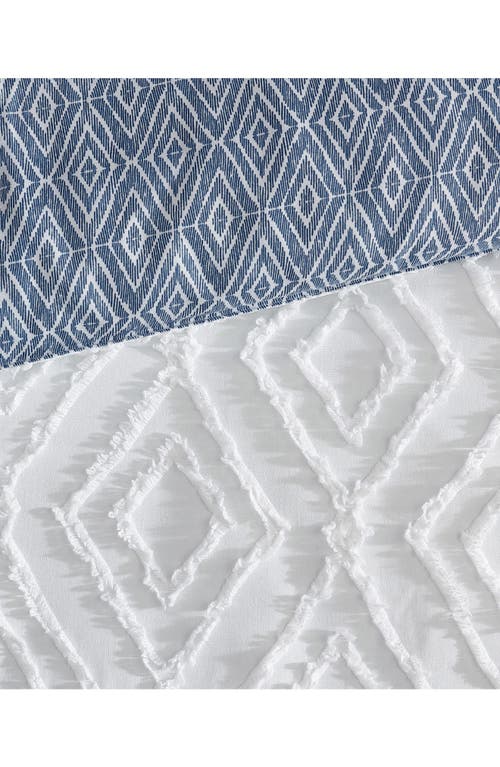 Shop French Connection Hanwell Clipped Jacquard Comforter & Sham Set In White/blue