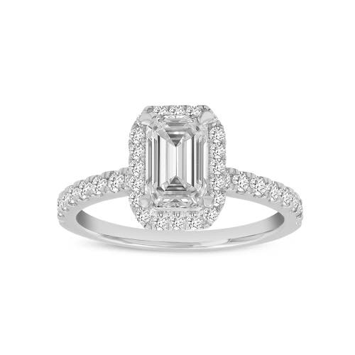 Shop Luvmyjewelry Ivey 14k White Gold Emerald Cut Lab Grown Diamond Halo Engagement Ring