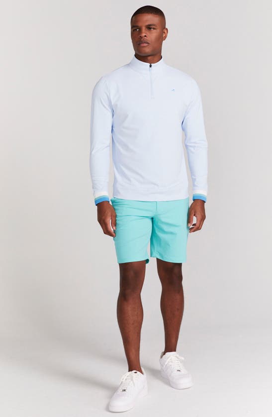 Shop Redvanly Hayden Contrast Cuff Quarter-zip Pullover In Breeze