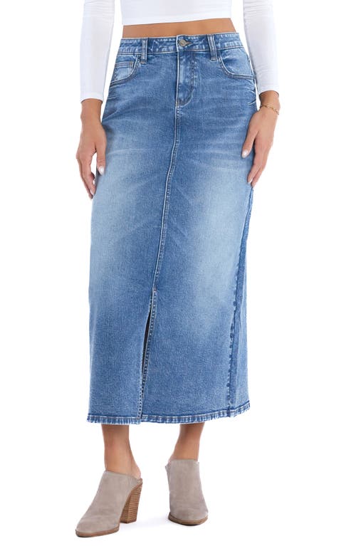 Wash Lab Denim Denim Midi Skirt In Fab Blue