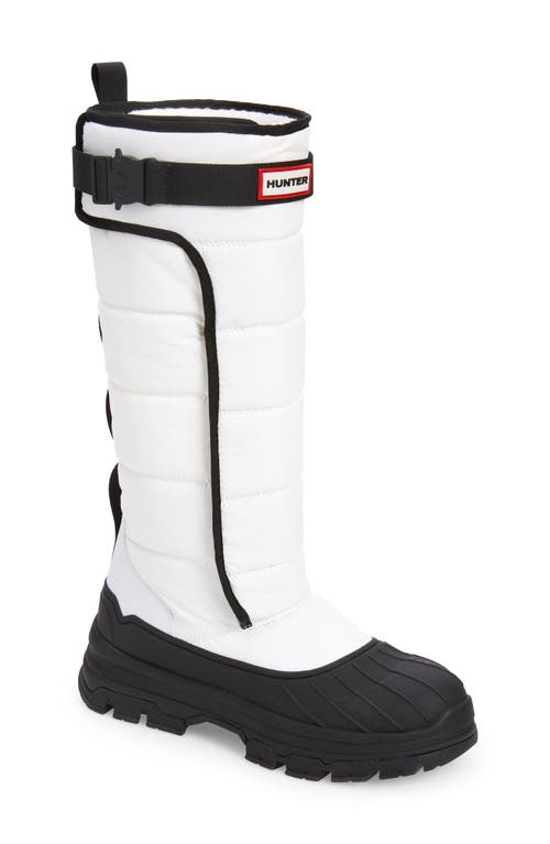 Hunter Intrepid Tall Waterproof Snow Boot In White/black