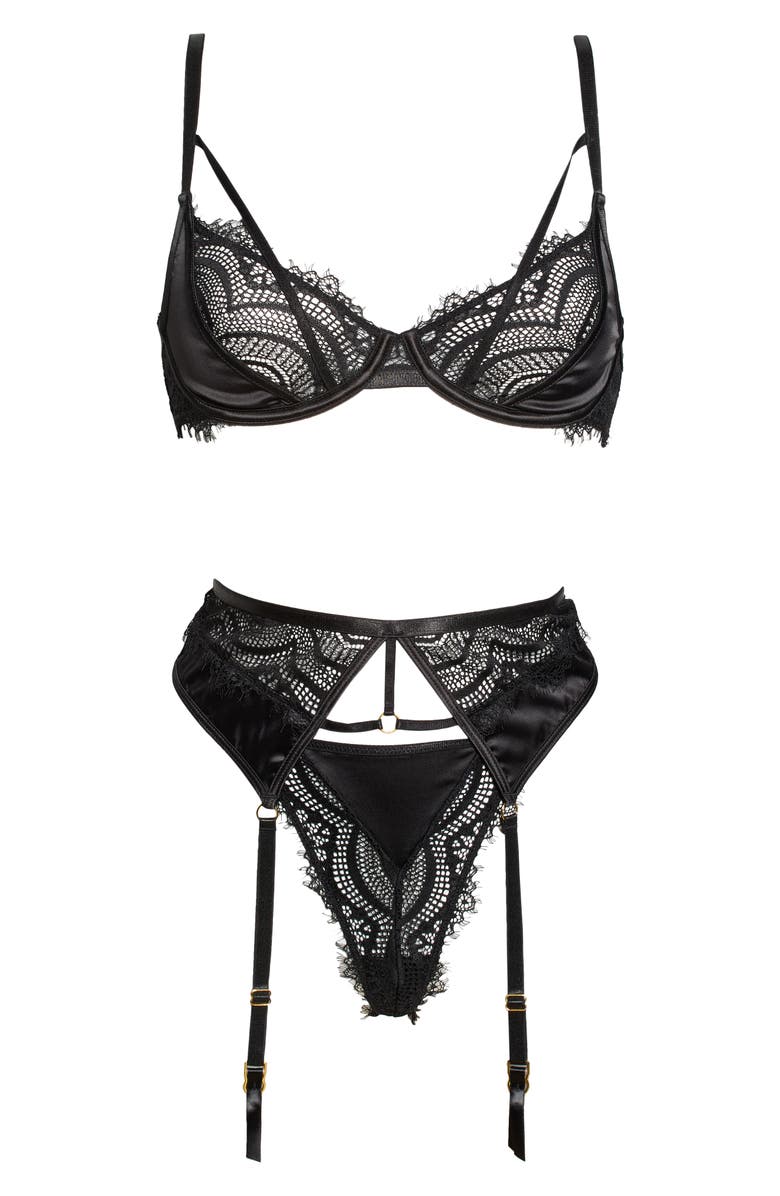 Oh La La Cheri Anastasie Underwire Bra, Thong & Garter Belt Set | Nordstrom