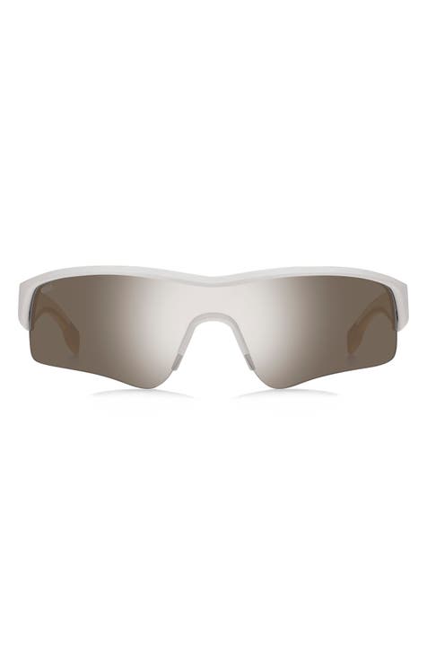 Blitz Shield Sunglasses, Black & Silver Mirror Polarized