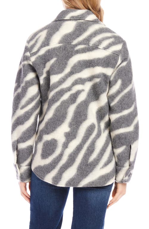 Karen Kane Brushed Wool Blend Shirt Jacket In Cream/gray