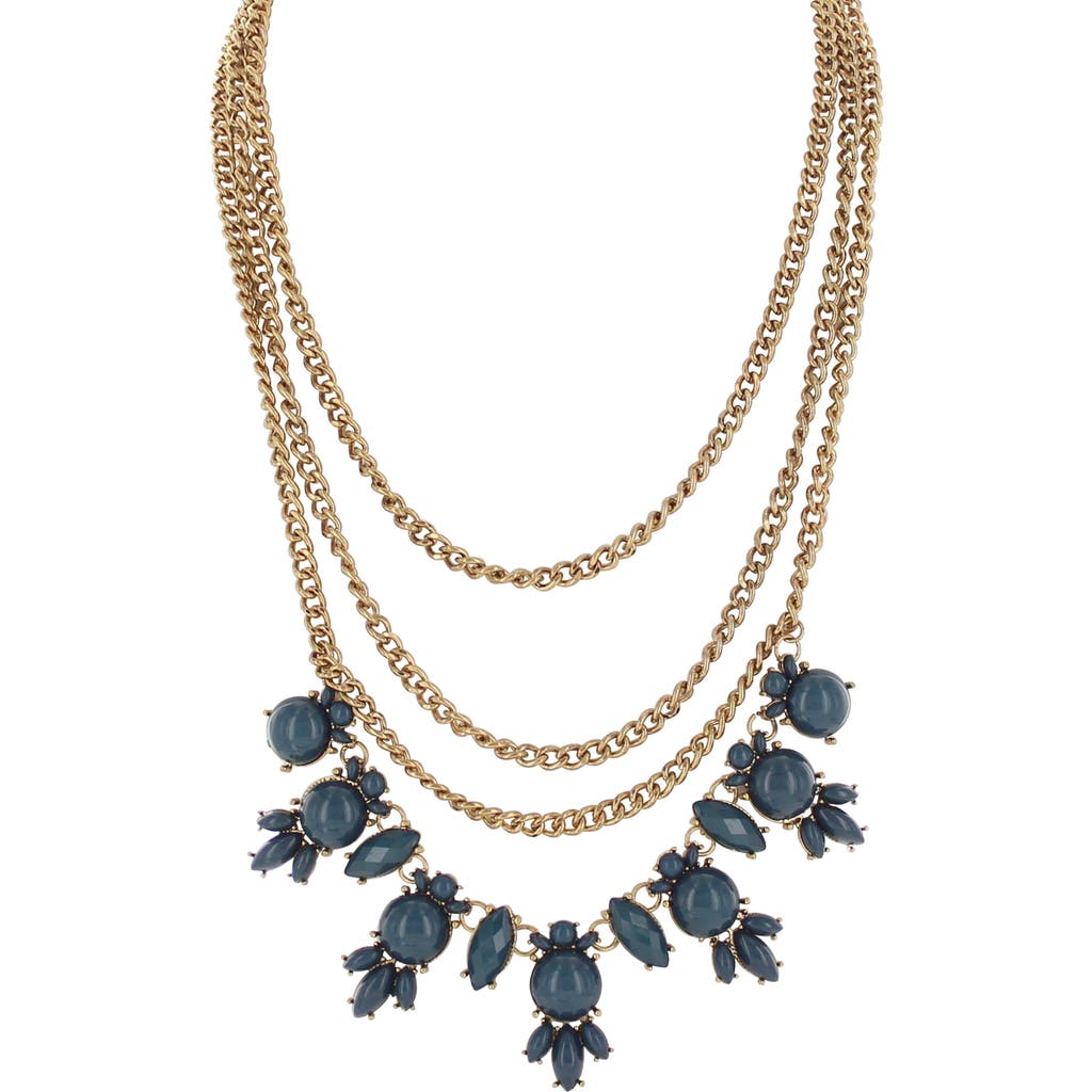 Shop Olivia Welles Renee Layered Bib Necklace In Gold/blue