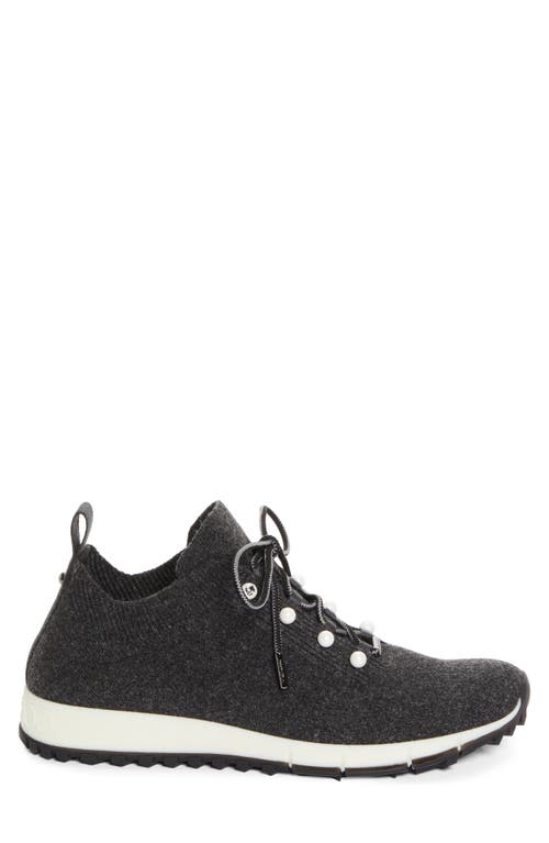 Jimmy Choo Low Top Sneakers With Pearls And Knitted Upper In Black Mix