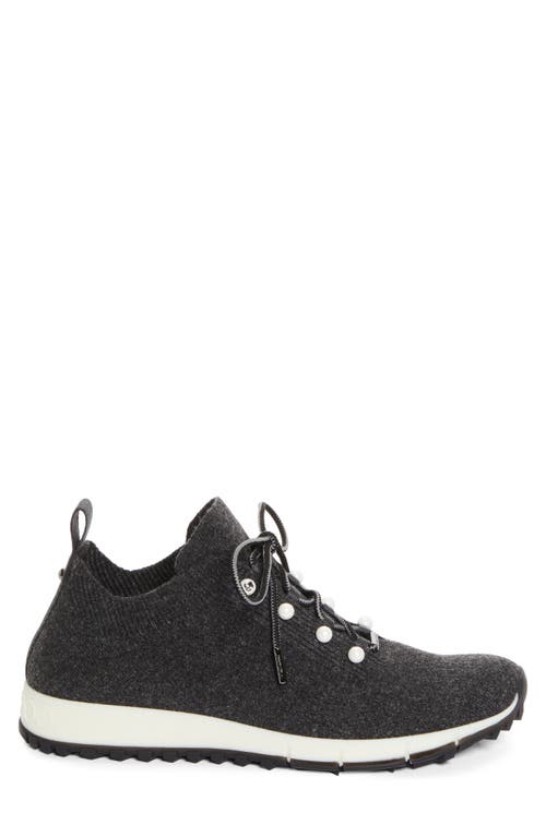 Shop Jimmy Choo Veles Imitation Pearl Knit Sneaker In Black Mix