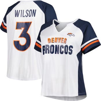 PROFILE Women's Russell Wilson White Denver Broncos Plus Size Notch Neck  T-Shirt