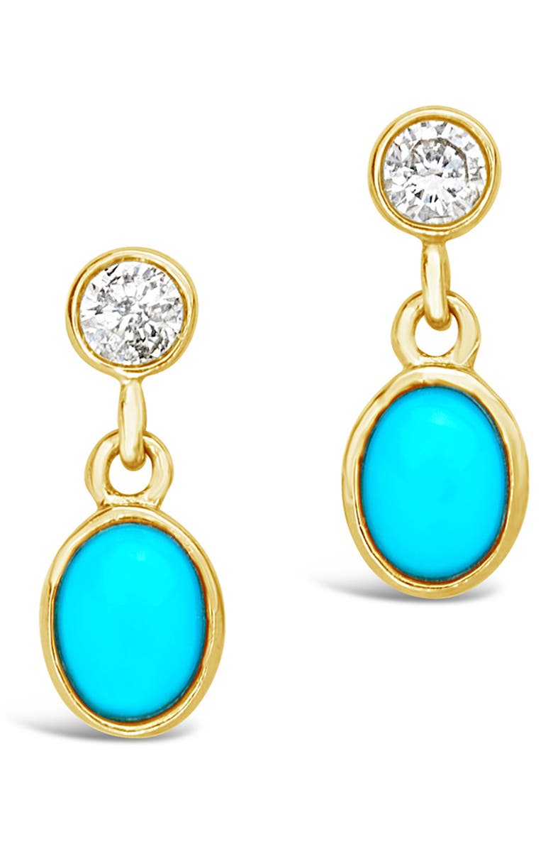 STERLING FOREVER FINE 14K Gold Bezel Diamond & Turquoise Drop Earrings -   ctw | Nordstromrack