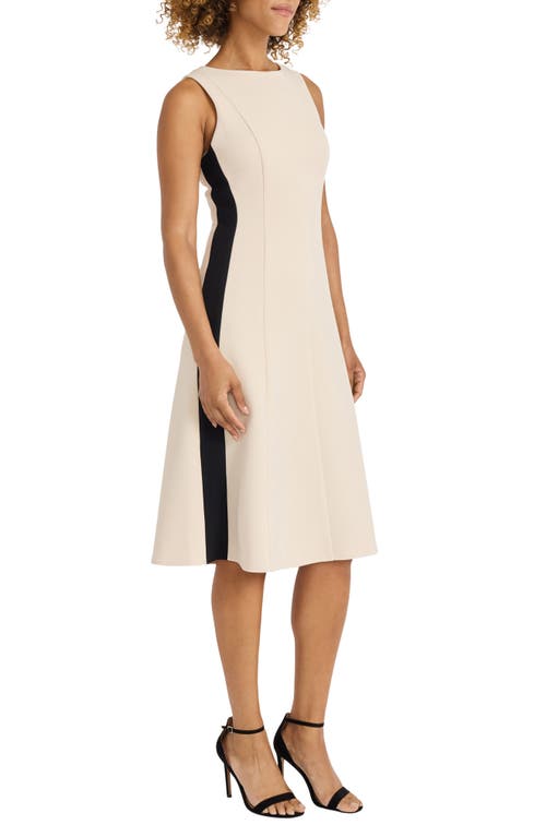 Shop Maggy London Stripe Bateau Neck Sheath Dress In Horn