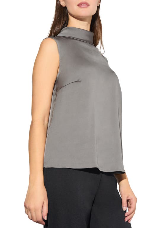 Ming Wang Heritage Fit Turtleneck Crêpe De Chine Shell Top In Mink