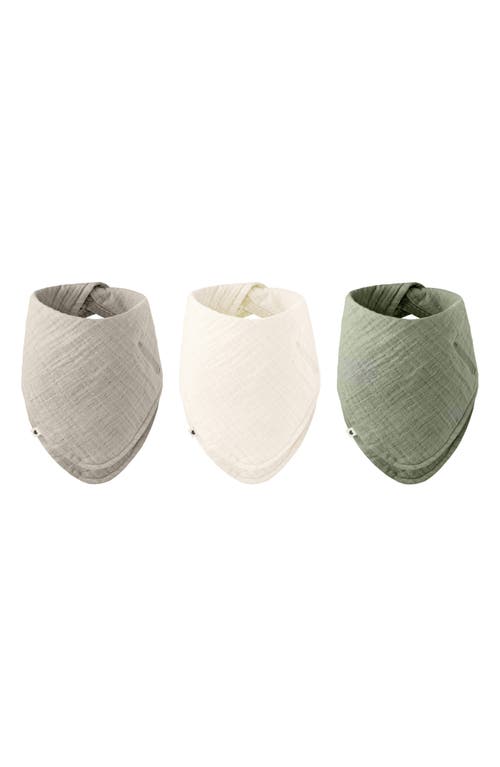 Shop Bibs 3-pack Organic Cotton Bandana  In Sand/ivory/sage