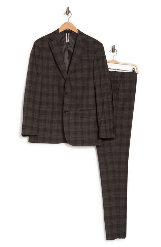 Ben Sherman Brisbane Brown Plaid Two Button Notch Lapel Suit