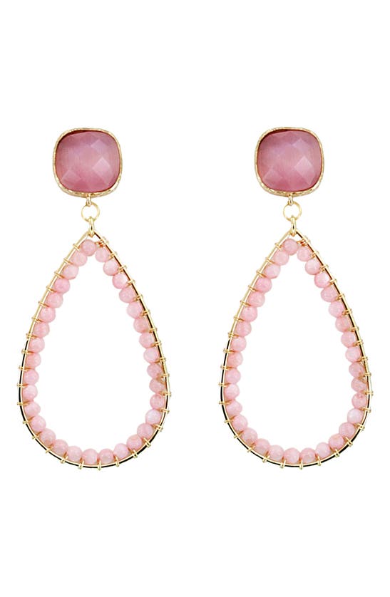 Panacea Box Crystal Teardrop Earrings In Pink