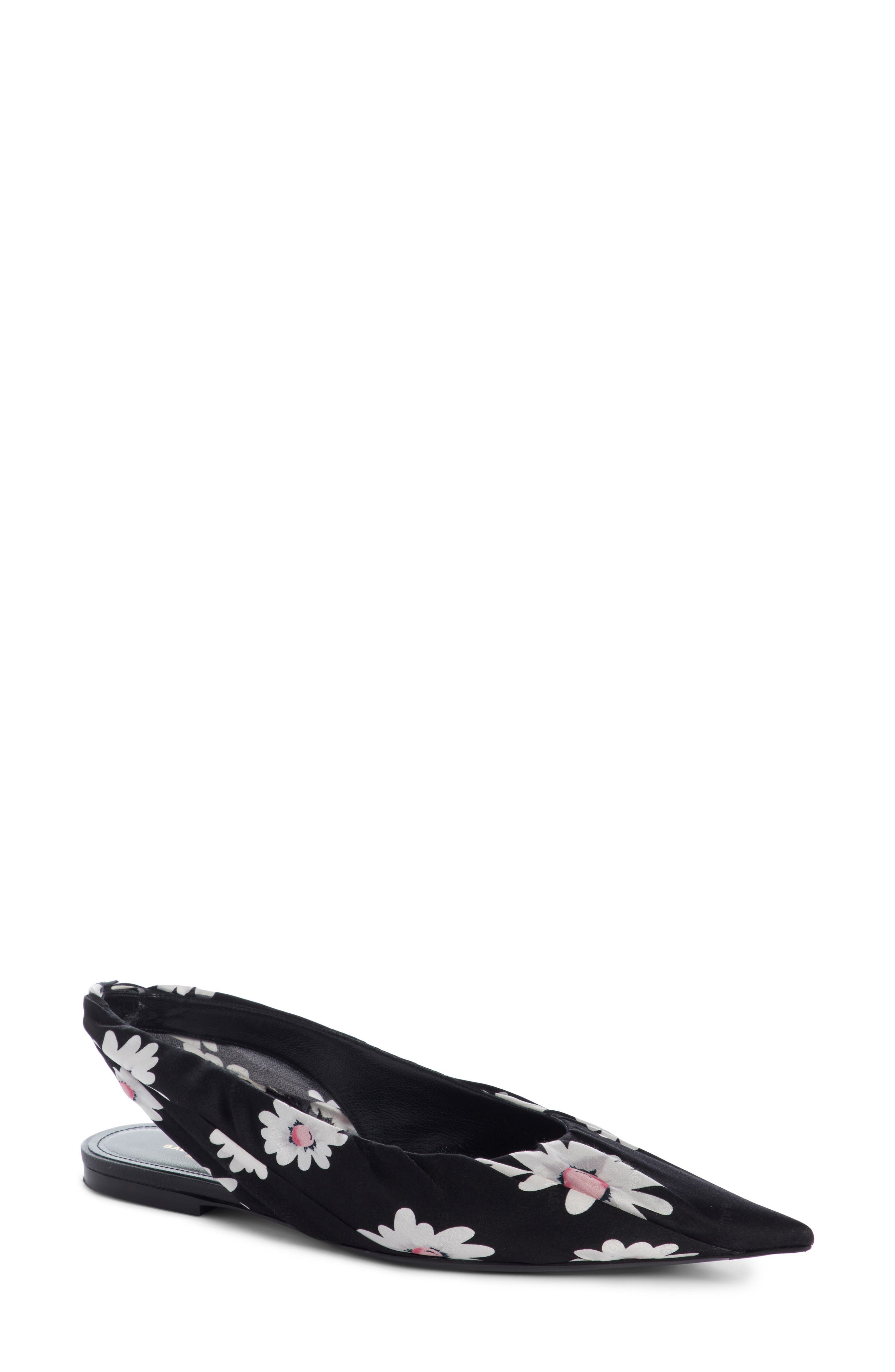 Balenciaga Pointy Toe Slingback Flat - Black