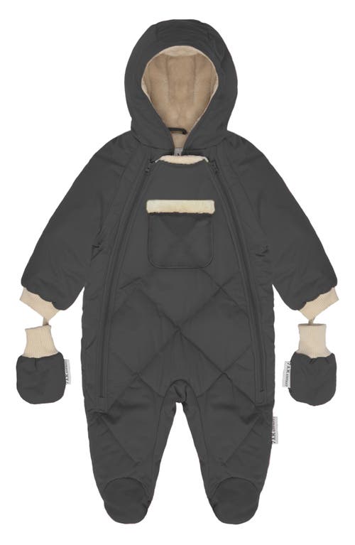 7 A. M. Enfant Benji Water Repellent Hooded Snowsuit with Attached Mittens in Smokey Quilted at Nordstrom, Size 3-6M