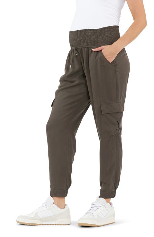 Shop Ripe Maternity Off Duty Cargo Maternity Joggers In Chocolate