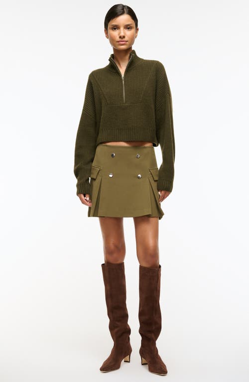 Shop Staud Division Stretch Twill Miniskirt In Sergeant Green