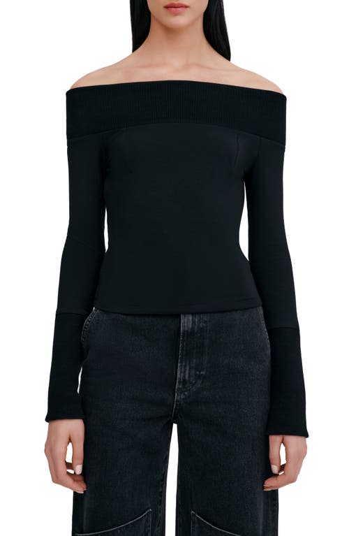 Shop Marcella Tilly Off The Shoulder Knit Top In Black