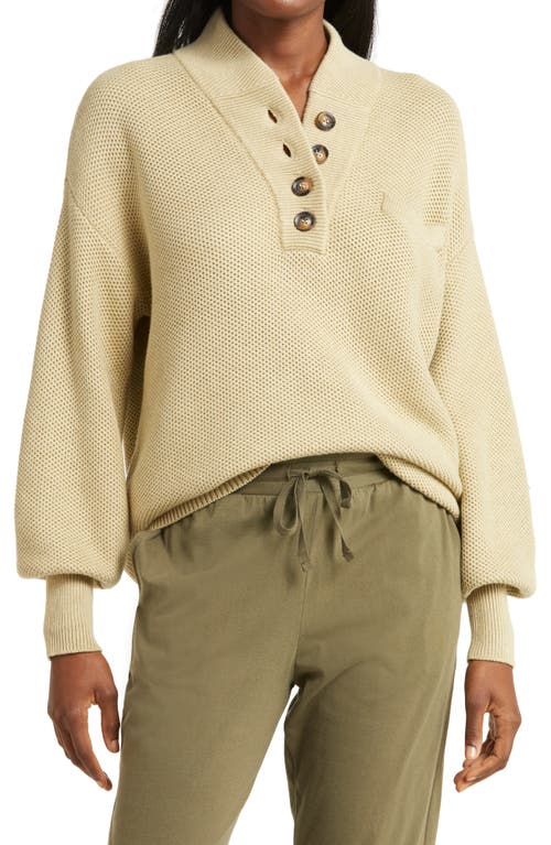Lunya Organic Cotton Blend Henley Sweater in Soft Green
