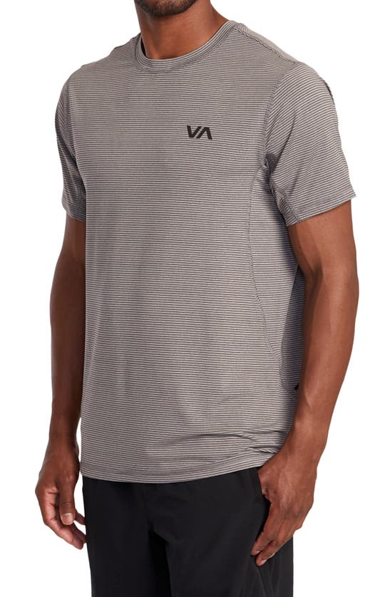 Shop Rvca Sport Vent Stripe Performance Graphic T-shirt In Heather Grey Stripe